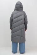 Купить Пальто зимнее утепленное с капюшоном женское темно-серого цвета 7748TC, фото 10