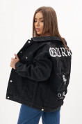 Купить Джинсовая куртка женская оверсайз черного цвета 7752Ch, фото 2