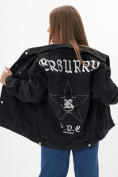 Купить Джинсовая куртка женская оверсайз черного цвета 7752Ch, фото 3