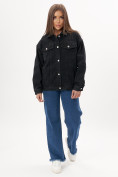 Купить Джинсовая куртка женская оверсайз черного цвета 7752Ch, фото 4