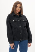 Купить Джинсовая куртка женская оверсайз черного цвета 7752Ch, фото 7