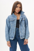 Купить Джинсовая куртка женская оверсайз синего цвета 7752S, фото 2