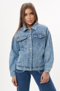Купить Джинсовая куртка женская оверсайз синего цвета 7752S, фото 13
