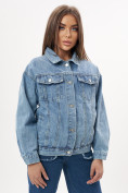 Купить Джинсовая куртка женская оверсайз синего цвета 7752S, фото 15