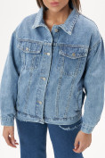 Купить Джинсовая куртка женская оверсайз синего цвета 7752S, фото 17