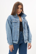 Купить Джинсовая куртка женская оверсайз синего цвета 7752S, фото 3