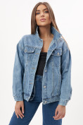 Купить Джинсовая куртка женская оверсайз синего цвета 7752S, фото 4