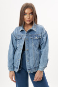 Купить Джинсовая куртка женская оверсайз синего цвета 7752S, фото 5