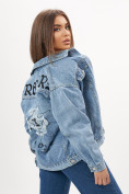 Купить Джинсовая куртка женская оверсайз синего цвета 7752S