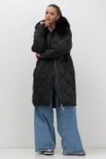 Купить Пальто зимнее утепленное с мехом и капюшоном тренд черного цвета 7753Ch, фото 7