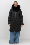 Купить Пальто зимнее утепленное с мехом и капюшоном тренд черного цвета 7753Ch, фото 8