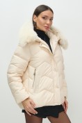Купить Куртка зимняя женская с мехом и капюшоном тренд бежевого цвета 7759B, фото 10