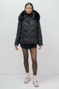 Купить Куртка зимняя женская с мехом и капюшоном тренд черного цвета 7759Ch, фото 21