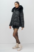 Купить Куртка зимняя женская с мехом и капюшоном тренд черного цвета 7759Ch, фото 22