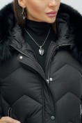 Купить Куртка зимняя женская с мехом и капюшоном тренд черного цвета 7759Ch, фото 14
