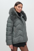 Купить Куртка зимняя женская с мехом и капюшоном тренд темно-серого цвета 7759TC, фото 10
