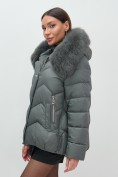 Купить Куртка зимняя женская с мехом и капюшоном тренд темно-серого цвета 7759TC, фото 11