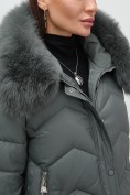 Купить Куртка зимняя женская с мехом и капюшоном тренд темно-серого цвета 7759TC, фото 13