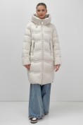 Купить Пальто зимнее утепленное с капюшоном женское бежевого цвета 7779B, фото 20