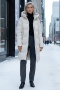 Купить Пальто зимнее утепленное с капюшоном женское бежевого цвета 7779B, фото 4