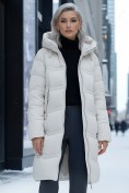 Купить Пальто зимнее утепленное с капюшоном женское бежевого цвета 7779B, фото 3