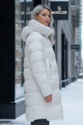 Купить Пальто зимнее утепленное с капюшоном женское бежевого цвета 7779B, фото 2