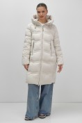 Купить Пальто зимнее утепленное с капюшоном женское бежевого цвета 7779B, фото 9