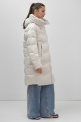 Купить Пальто зимнее утепленное с капюшоном женское бежевого цвета 7779B, фото 11