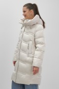 Купить Пальто зимнее утепленное с капюшоном женское бежевого цвета 7779B, фото 13