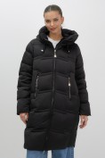 Купить Пальто зимнее утепленное с капюшоном женское черного цвета 7779Ch, фото 15