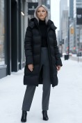 Купить Пальто зимнее утепленное с капюшоном женское черного цвета 7779Ch, фото 5