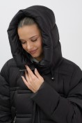 Купить Пальто зимнее утепленное с капюшоном женское черного цвета 7779Ch, фото 8