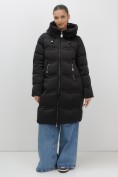 Купить Пальто зимнее утепленное с капюшоном женское черного цвета 7779Ch, фото 11