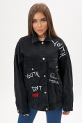 Купить Джинсовая куртка женская оверсайз черного цвета 7783Ch, фото 4