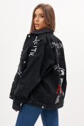 Купить Джинсовая куртка женская оверсайз черного цвета 7783Ch, фото 7