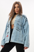 Купить Джинсовая куртка женская оверсайз голубого цвета 7783Gl, фото 7