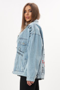 Купить Джинсовая куртка женская оверсайз голубого цвета 7783Gl, фото 8