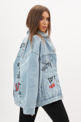 Купить Джинсовая куртка женская оверсайз голубого цвета 7783Gl, фото 10
