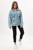 Купить Джинсовая куртка женская оверсайз голубого цвета 7783Gl