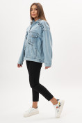 Купить Джинсовая куртка женская оверсайз голубого цвета 7783Gl, фото 12