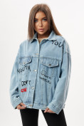 Купить Джинсовая куртка женская оверсайз голубого цвета 7783Gl, фото 14
