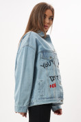 Купить Джинсовая куртка женская оверсайз голубого цвета 7783Gl, фото 15