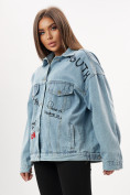 Купить Джинсовая куртка женская оверсайз голубого цвета 7783Gl, фото 16
