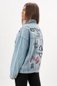 Купить Джинсовая куртка женская оверсайз голубого цвета 7783Gl, фото 19