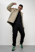 Купить Куртка молодежная мужская весенняя с капюшоном бежевого цвета 803B, фото 13
