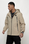 Купить Куртка молодежная мужская весенняя с капюшоном бежевого цвета 803B, фото 2