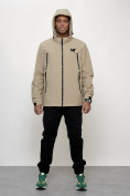 Купить Куртка молодежная мужская весенняя с капюшоном бежевого цвета 803B, фото 9