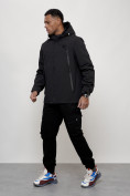 Купить Куртка молодежная мужская весенняя с капюшоном черного цвета 803Ch, фото 2