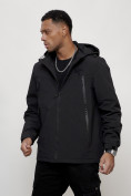 Купить Куртка молодежная мужская весенняя с капюшоном черного цвета 803Ch, фото 6