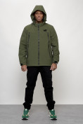 Купить Куртка молодежная мужская весенняя с капюшоном цвета хаки 803Kh, фото 13